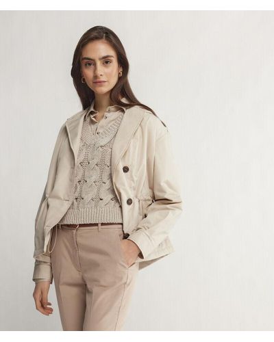 Falconeri Short Trench Coat With Cashmere Lining - Natural
