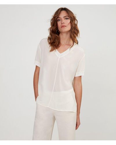 Falconeri V-Neck Silk And Cotton T-Shirt - White