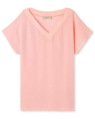 Falconeri Silk V-Neck Kimono T-Shirt Pale - Pink