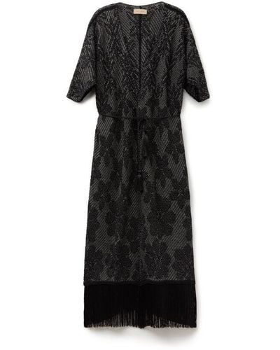 Falconeri Floral Jacquard Crossover Dress - Black