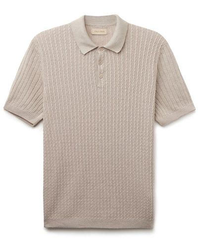Falconeri Short-sleeved Ribbed Cable-knit Polo Shirt - White