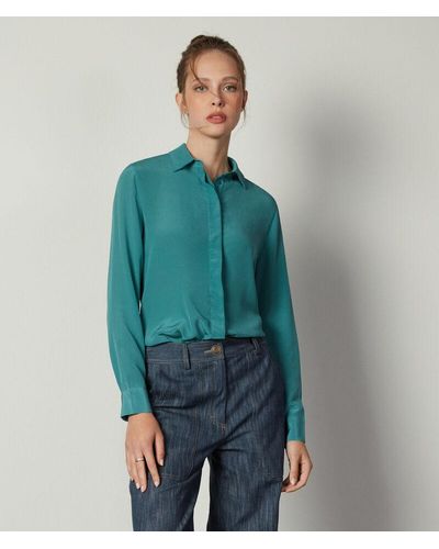 Falconeri Silk Shirt With Collar - Green