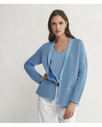 Falconeri Two-tone Crochet-knit Jacket - Blue