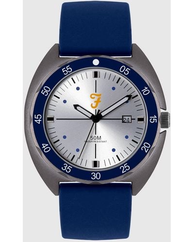 Farah Black Silicone Strap Watch - Blue