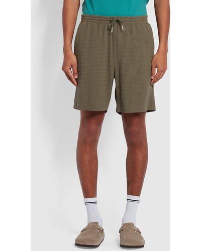 Farah Redwald Regular Fit Texture Shorts - Green