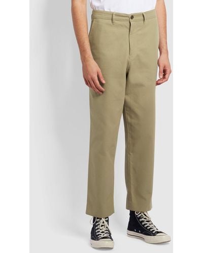 Farah Hawtin Relaxed Fit Hopsack Cropped Trousers - Brown
