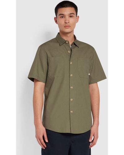 Farah Wolstencroft Organic Cotton Short Sleeve Shirt - Green