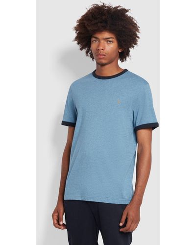 Farah Groves Regular Fit Organic Cotton Ringer T-shirt - Blue