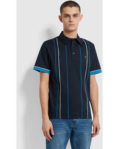 Farah Stoneridge Striped Polo Shirt - Blue