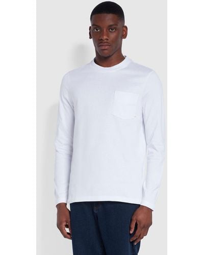 Farah Weymouth Regular Fit Long Sleeve Organic Cotton T-shirt - White