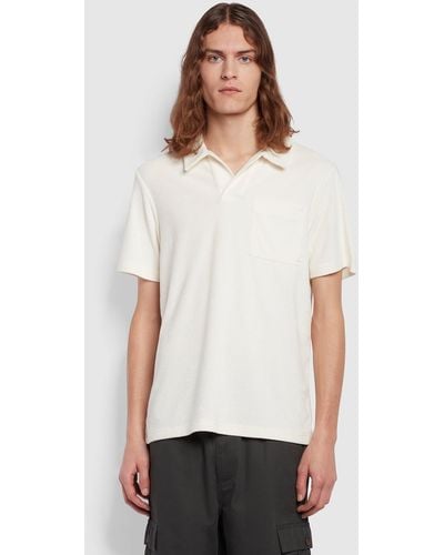 Farah Tomson Regular Fit Towelling Short Sleeve Polo Shirt - White