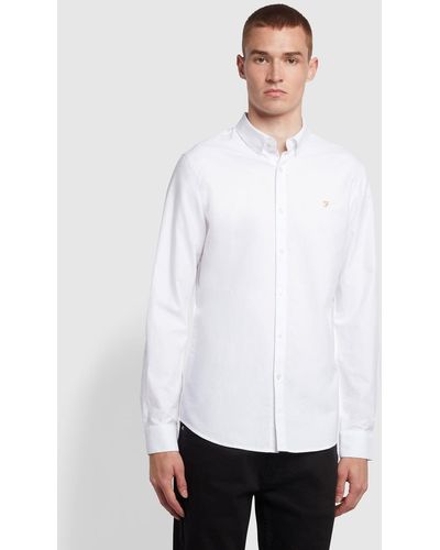 Farah Brewer Tall Fit Organic Cotton Oxford Shirt - White