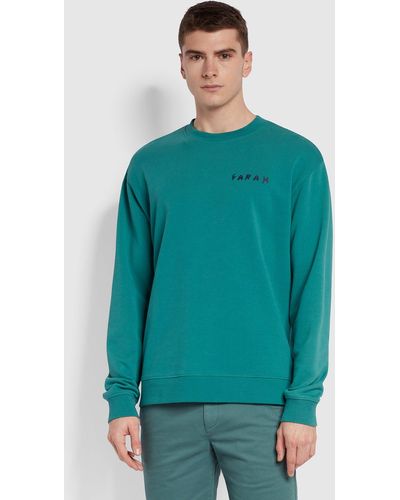 Farah Sur Relaxed Fit Graphic Print Crew Sweatshirt - Green