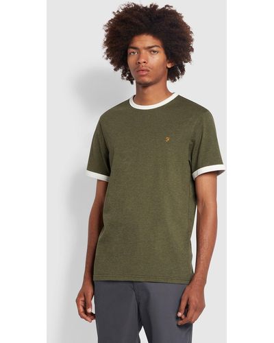 Farah Groves Regular Fit Organic Cotton Ringer T-shirt - Green