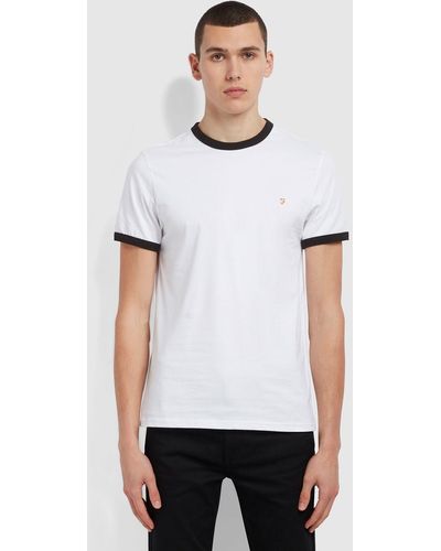 Farah Groves Slim Fit Organic Cotton Ringer T-shirt - White