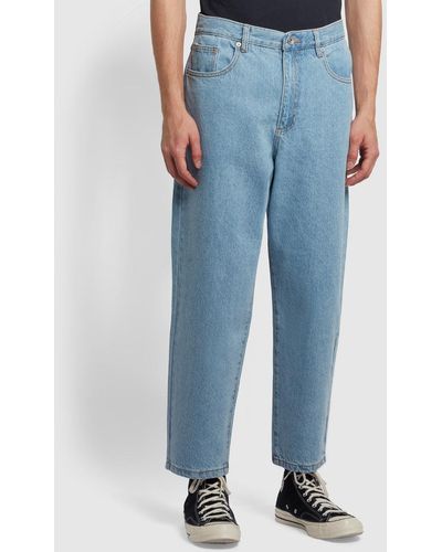 Farah Hawtin Relaxed Fit Cropped Jeans - Blue