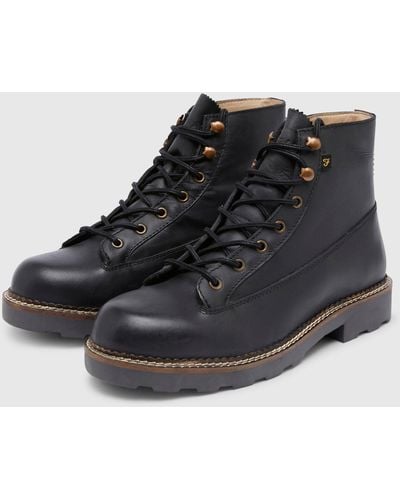 Farah Alpine Leather Boots - Black