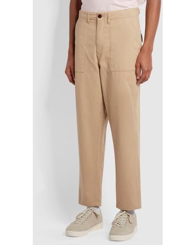Farah Hawtin Relaxed Fit Twill Trousers - Natural