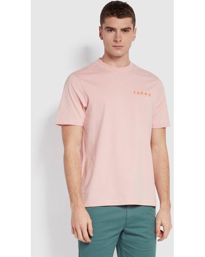 Farah Jeff Regular Fit Graphic Short Sleeve T-shirt - Pink