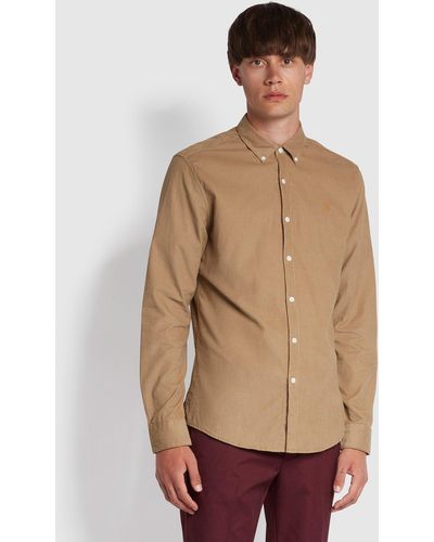 Farah Fontella Slim Fit Corduroy Shirt - Brown