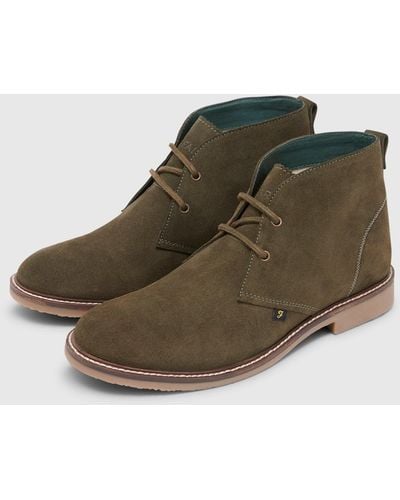 Farah Briggs Suede Leather Desert Boots - Green