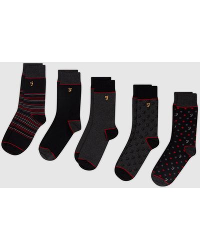 Farah Fonda 5 Pack Dress Socks - Multicolour