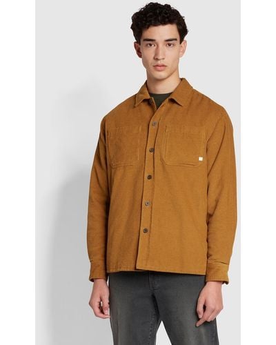 Farah Hunter Relaxed Fit Quilted Corduroy Overshirt - Natural