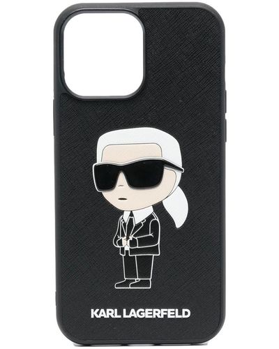 Funda Karl Lagerfeld iPhone 13 Pro Max 6.7 Hardcase Negro/Negro Monograma  Iconik Patch Case - ✓