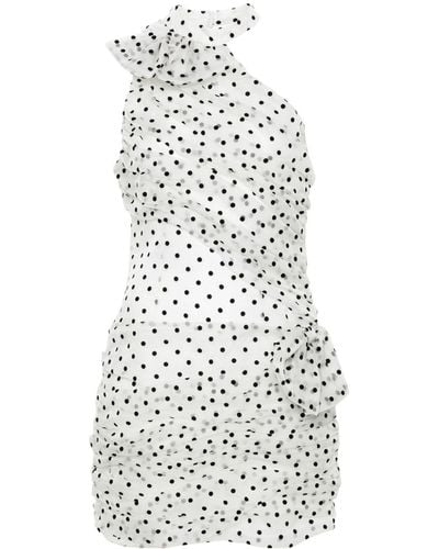 Alessandra Rich Polka-dot Organza Mini Dress - White