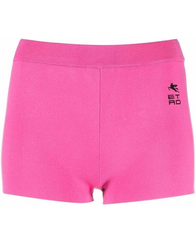 Etro Logo Print Fitted Shorts - Pink