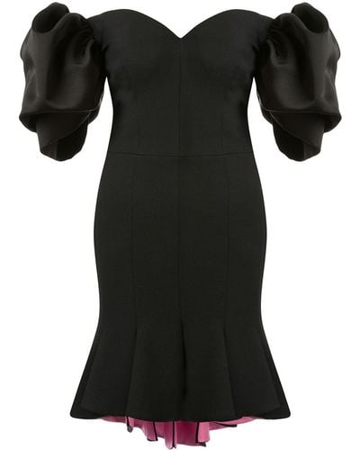 Alexander McQueen Peplum Hem Off-shoulder Dress - Black