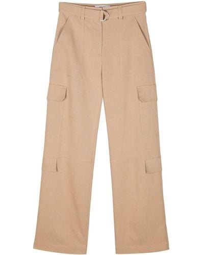 MSGM Viscose Canvas Cargo Trousers - Natural
