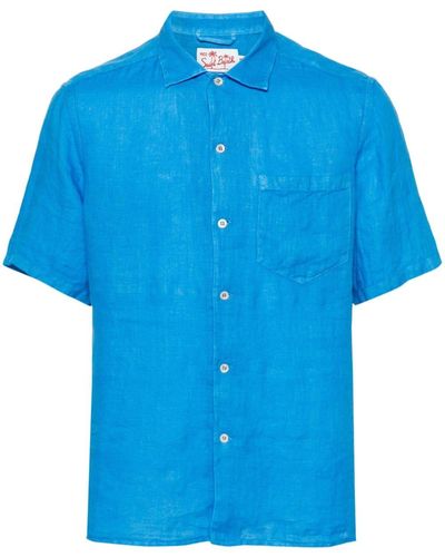 Mc2 Saint Barth Leinenhemd mit kurzen Ärmeln - Blau