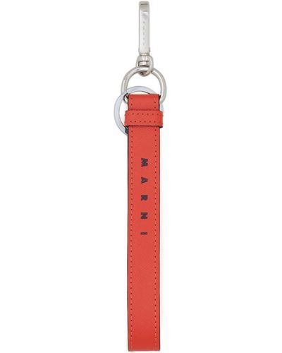 Marni Logo-print Leather Keyring - Red