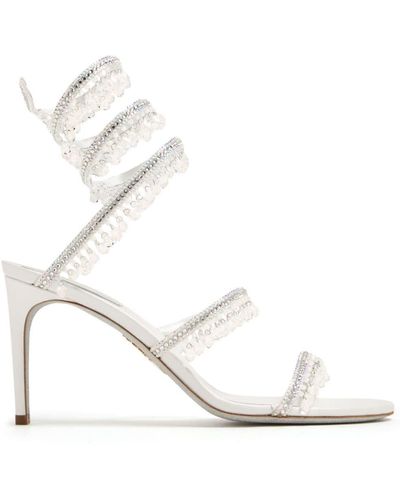 Rene Caovilla Chandelier 80mm Crystal-embellished Sandals - White