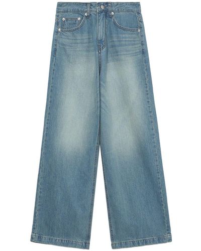 Low Classic Weite High-Waist-Jeans - Blau