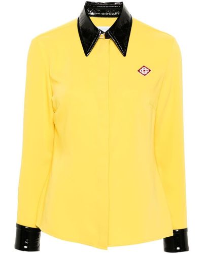 Casablancabrand Contrasting-detail Logo-patch Shirt - Yellow