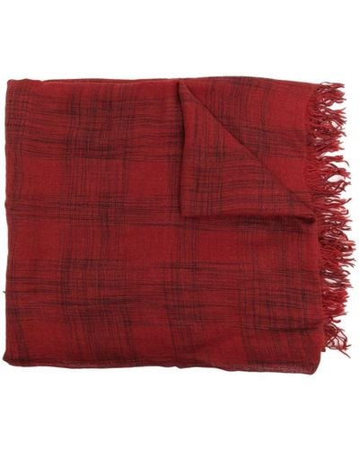 Faliero Sarti Check-pattern Virgin-wool Scarf - Red