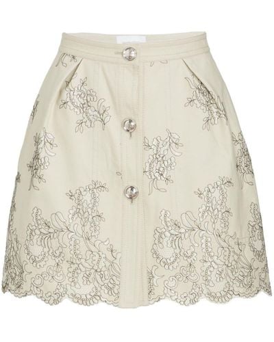 Giambattista Valli Floral-jacquard High-waist Miniskirt - Natural