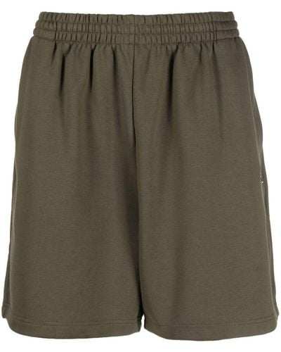 Balenciaga Pantalones cortos de chándal con logo bordado - Verde