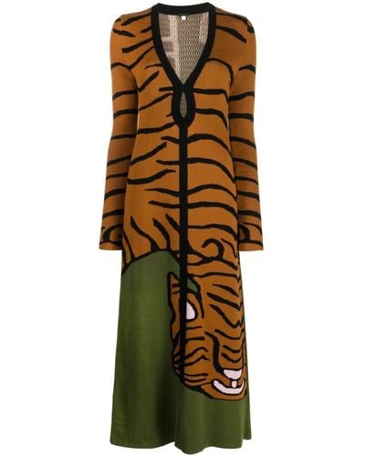 Johanna Ortiz Taming The Tiger-jacquard Cotton Dress - Brown