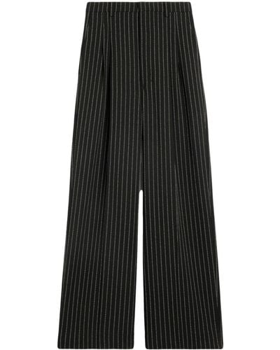 Ami Paris Wide-leg Virgin-wool Pants - Black