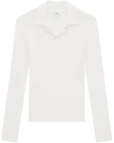 Courreges Ribbed Long-sleeved Polo Shirt - White