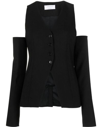 Blumarine Detachable-sleeved Button-up Waistcoat - Black