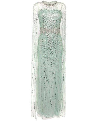 Jenny Packham Lux Crystal-embellished Sequinned Gown - Green