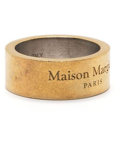 Maison Margiela Engraved-logo Sterling Silver Ring - Natural