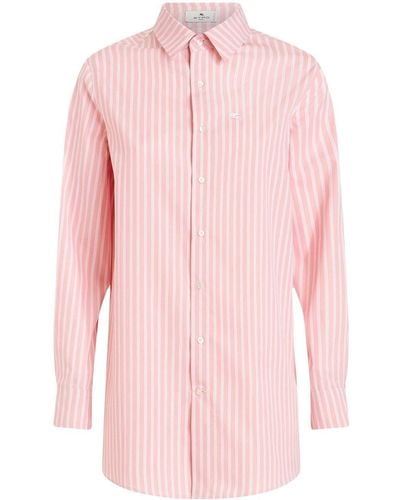 Etro Camisa con logo bordado y rayas - Rosa