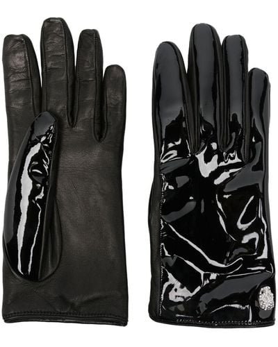 Philipp Plein Skull-appliqué Leather Gloves - Black