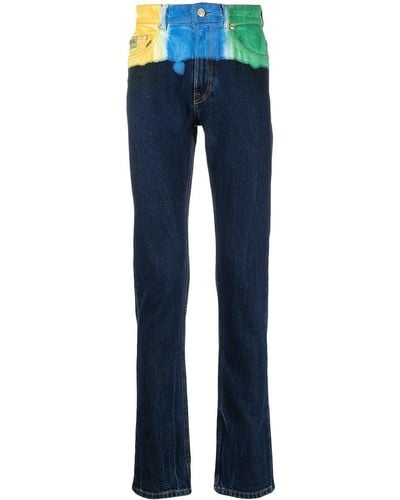 Versace Colour-block Slim-fit Jeans - Black