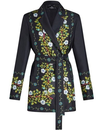 Etro Floral-print Silk Jacket - Green
